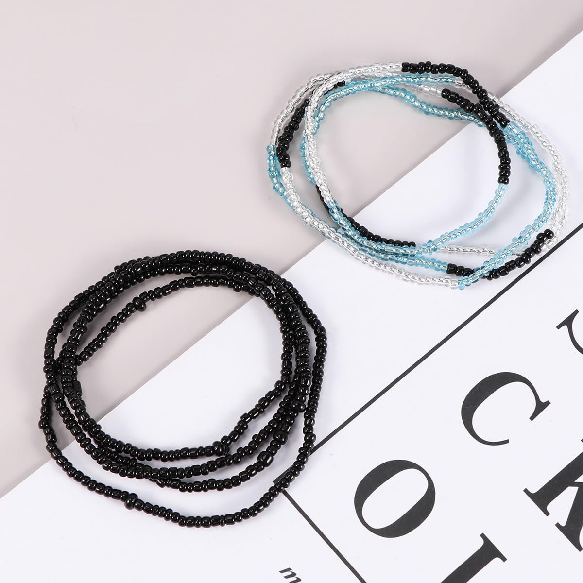 YARNOW 2pcs Beach Waist Chain Bikini Chain Body Jewelry for Women Black Handmade Rice Beads Suitable for Summer Beachwear