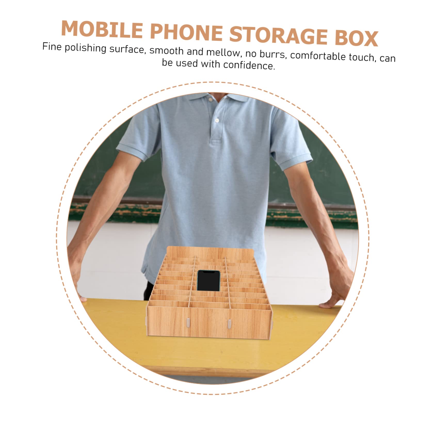 Holz Aufbewahrungsbox für Handy mit Mehrgitterfall, Schulanfang Party