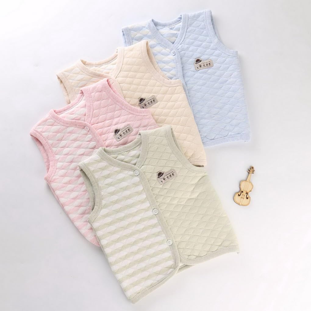 3 Pezzi Caldo gilet per neonati a infanti, in 100% cotone con leggermente imbottito, unisex bambini scollo a V gilet ragazzi ragazze cappotto primavera autunno casual capispalla