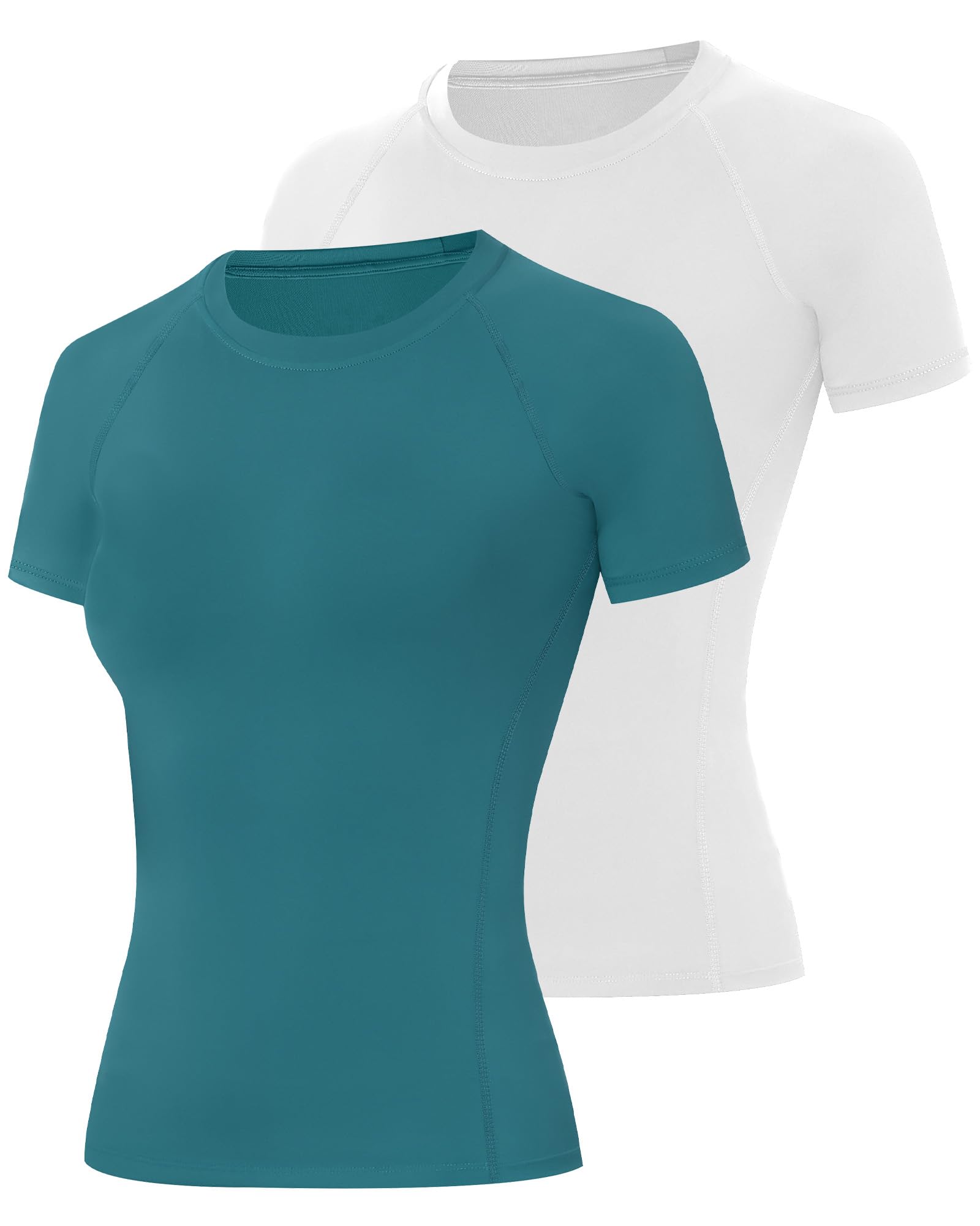 Runhit 2 Pack Compression Shirt Women Short Sleeve Workout T-Shirt UPF 50+ Athletic Moisture Wicking Yoga Base Layer Tops