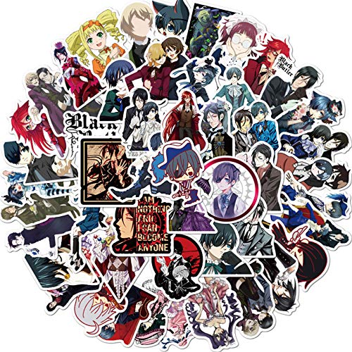 Japanese Anime Black Butler Stickers| 50 Pcak | Vinyl Waterproof Stickers for Laptop,Bumper,Water Bottles,Computer,Phone,Hard hat,Car Stickers and Decals,Adults Kids Teens for Stickers (Black Butler)