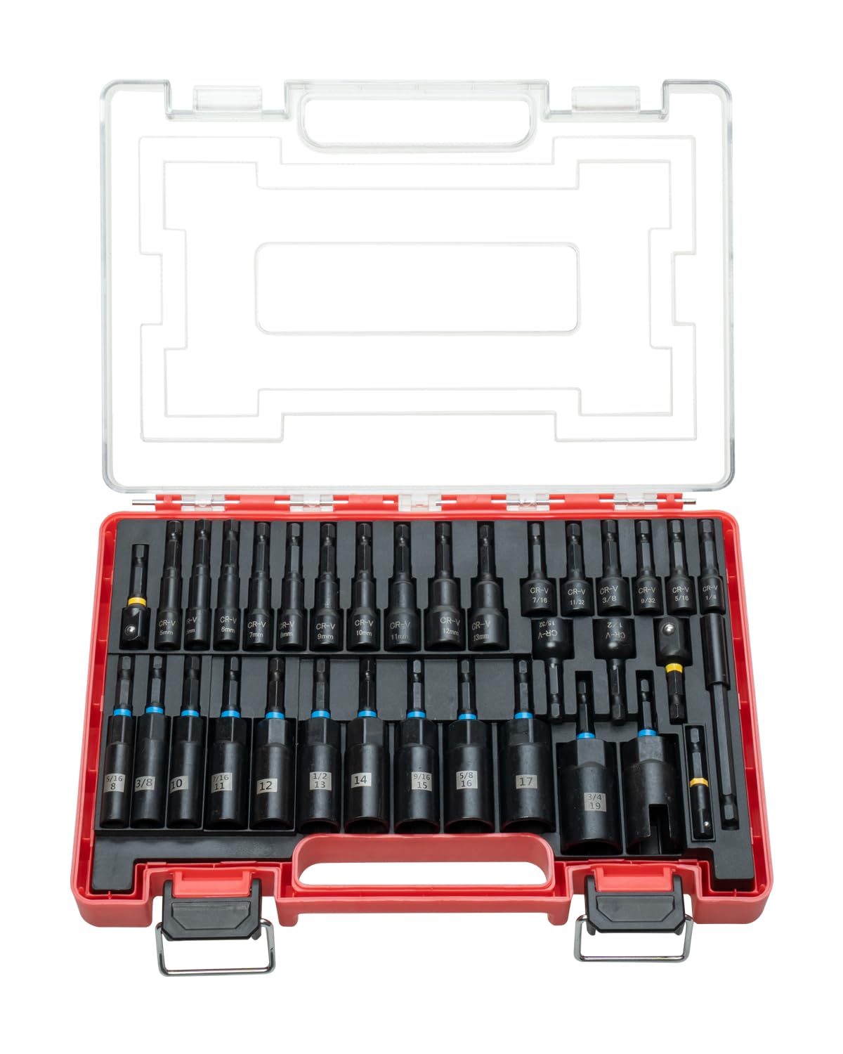 ROTATION 34-Piece Impact Nut Driver Set, Magnetic, SAE & Metric, Nut Drivers Set for Impact Drill, Deep Impact Nut Drivers, Impact Socket Adapters,