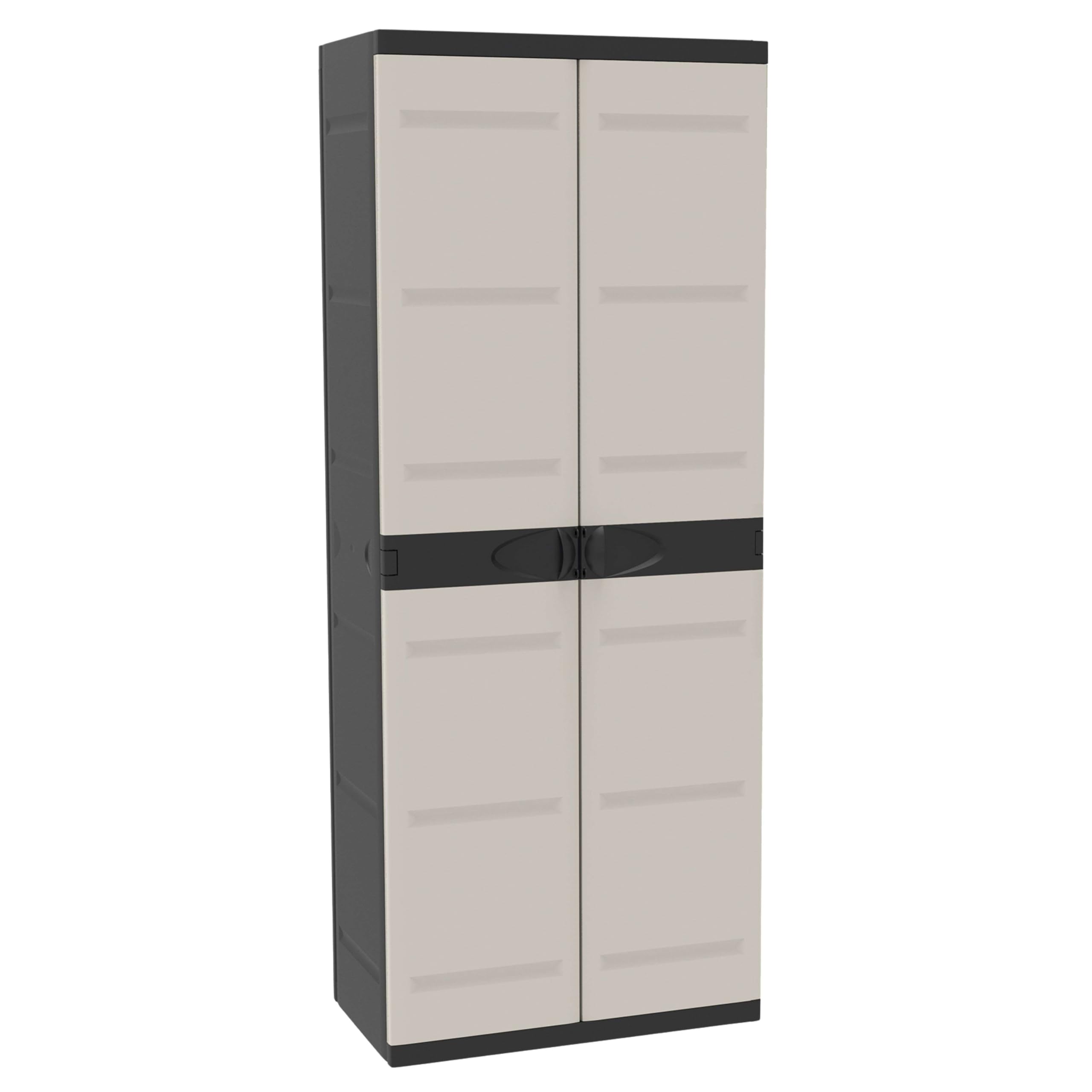 Miroytengo Armario de Resina Titanium, Armario de Jardín 2 Puertas y 4 Estantes Regulables Negro 70x176x41 cm