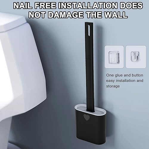 Miniatura 5 de Escobilla de inodoro con soporte de secado ventilado, cepillo flexible para inodoro, kit de cepillo de limpieza para baño, cepillo de limpieza