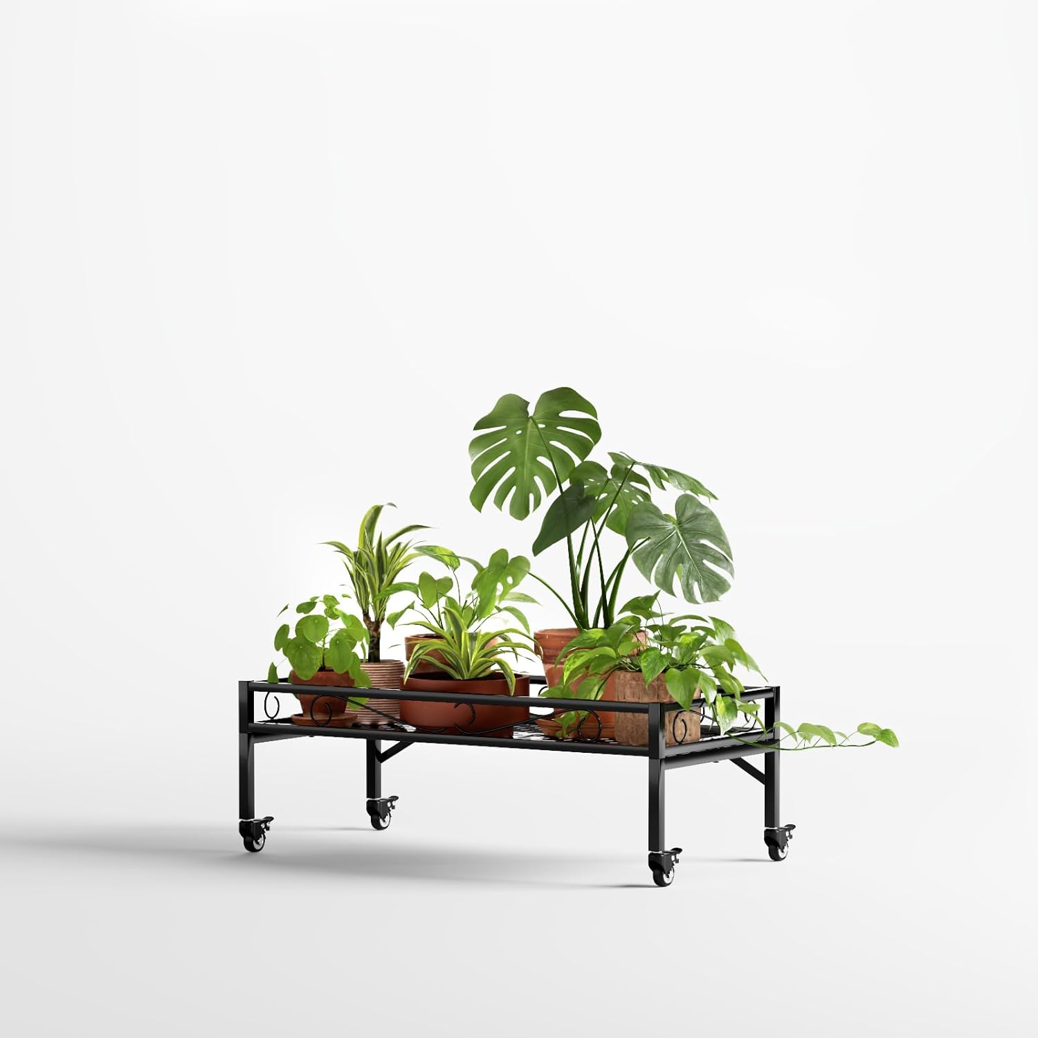 Zhongma Sturdy Metal Plant Stand with Wheels,Heavy Duty Succulent Shelf for Home Indoor and Outdoor, 220 LBS Capacity & Heavy Duty Construction,32.7x16x11.6 Inch High 1 Tier 32.7x16x11.6 Inch High