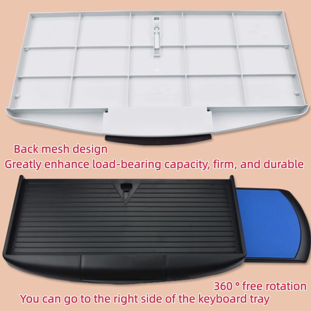 Ergonomische Tastaturablage unter dem Schreibtisch mit schwenkbarer Mausplattform, verstellbare ausziehbare Tastaturaufbewahrung, langlebiges ABS-Material, schwarz, platzsparende Lösung für Home