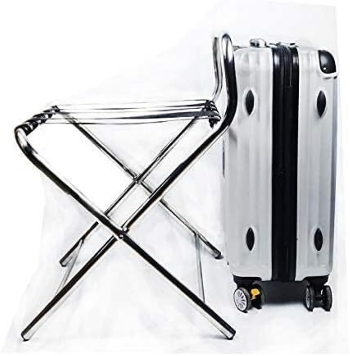 Porta Maletas Hogar Portaequipajes Plegable, Soporte para Maleta, Estante De Almacenamiento Piso Acero Inoxidable Portaequipajes Invitados