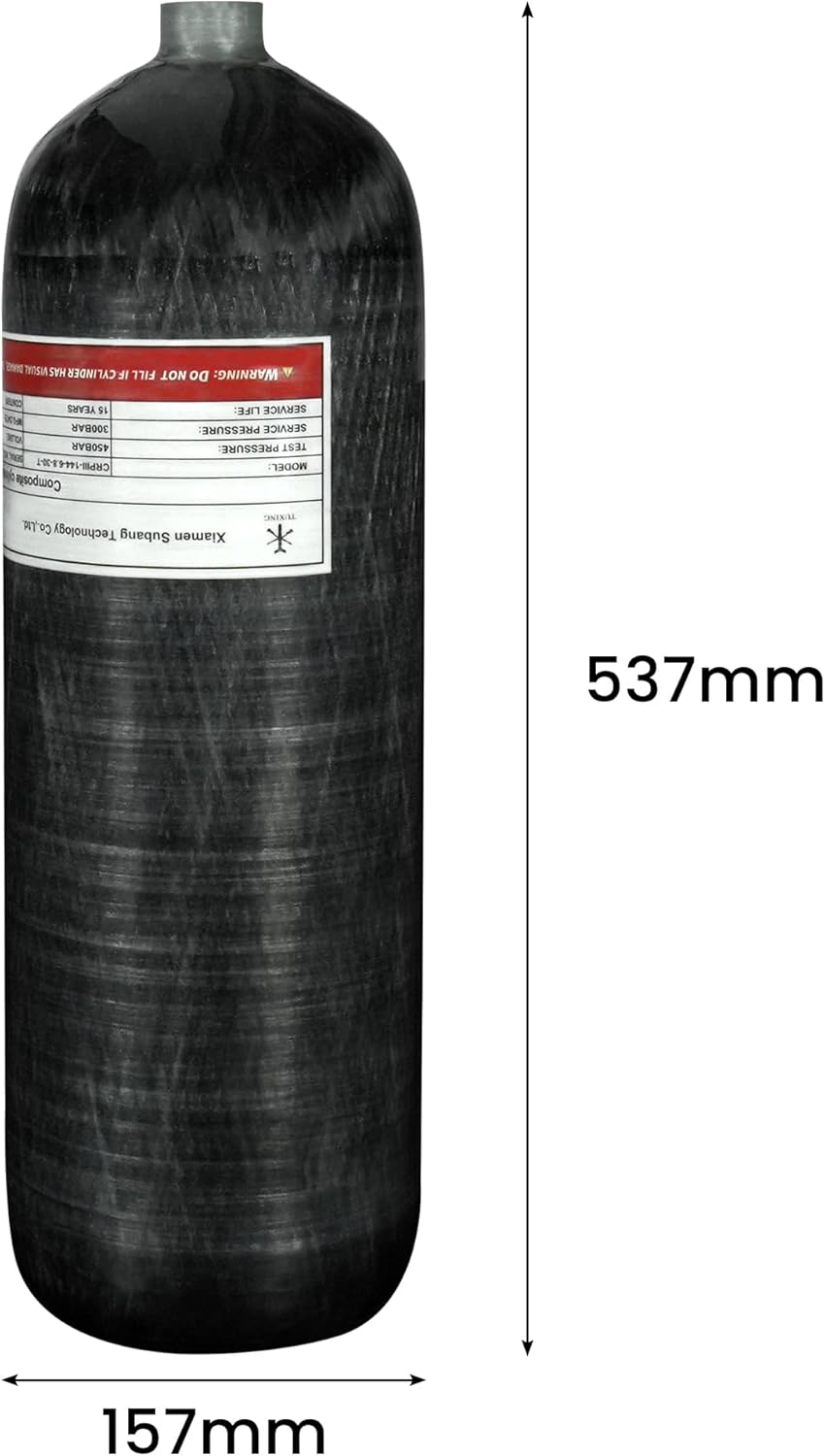 TUXING 4500Psi Carbon Fiber Air Tank 6.8L,Diving Tank 414Cu in 6800CC,High Pressure Composite Cylinder,Pcp Fill Station for Pcp Air Rifle Paintball Scuba