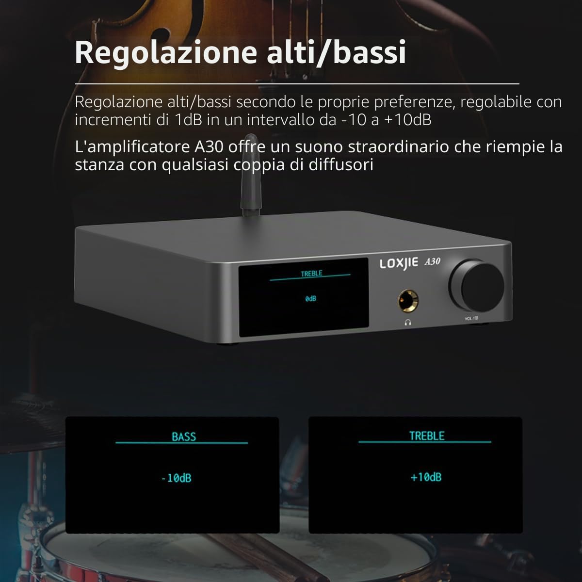 LOXJIE A30 MA12070 Desktop Stereo Audio DAC e HiFi Amplificatore per cuffie Supporto APTX NJW1194 Bluetooth 5.0 con telecomando