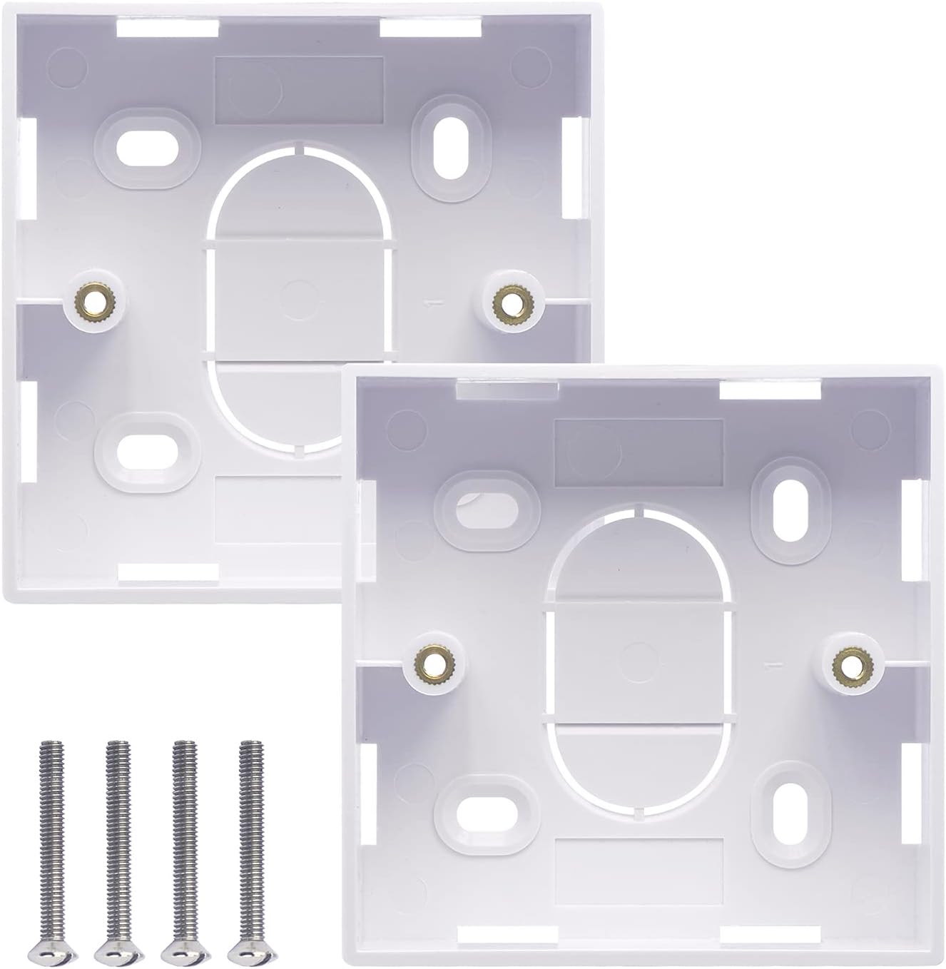 VCELINK Surface Mount Back Box 32mm Deep, Single Gang Shatter-Resistant ABS Pattress Box for Ethernet Socket and Wallplate, Electrical Back Box with 2 Fixing Screws, White, 2 Packs