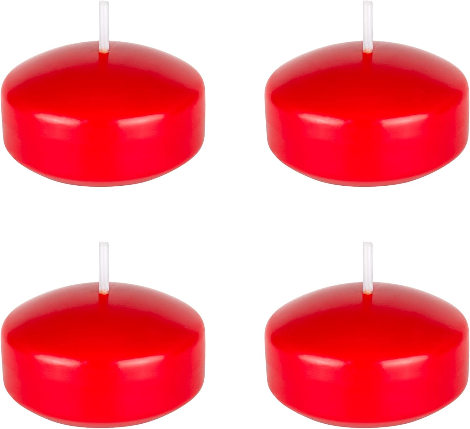 SRG 4 pcs Unscented Red Floating Disc Candle, Hand Poured