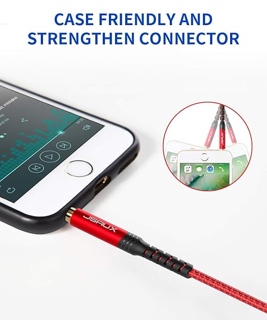 Cable AUX 3.5mm JSAUX 2 Pack 1.2m Nylon Trenzado Rojo miniatura 5