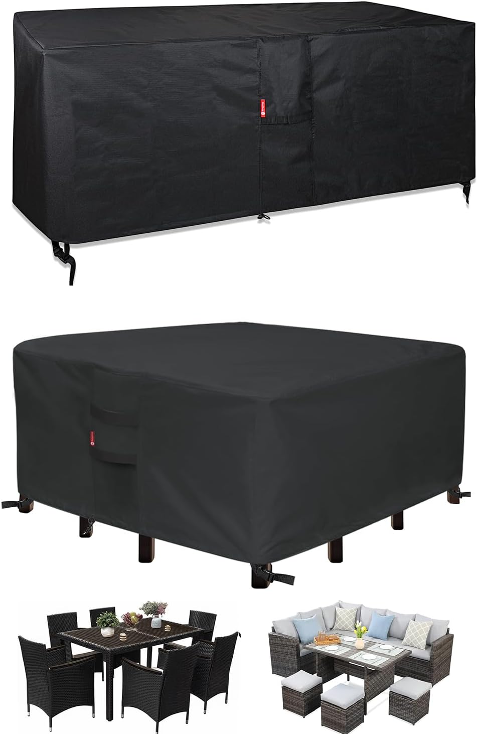 SheeChung Rectangular Fire Pit Cover 48" and Patio Furniture Covers Square 86"-Outdoor Waterproof Anti-UV 600D Heavy Duty Cover for Patio Furniture Gas Fire Pit