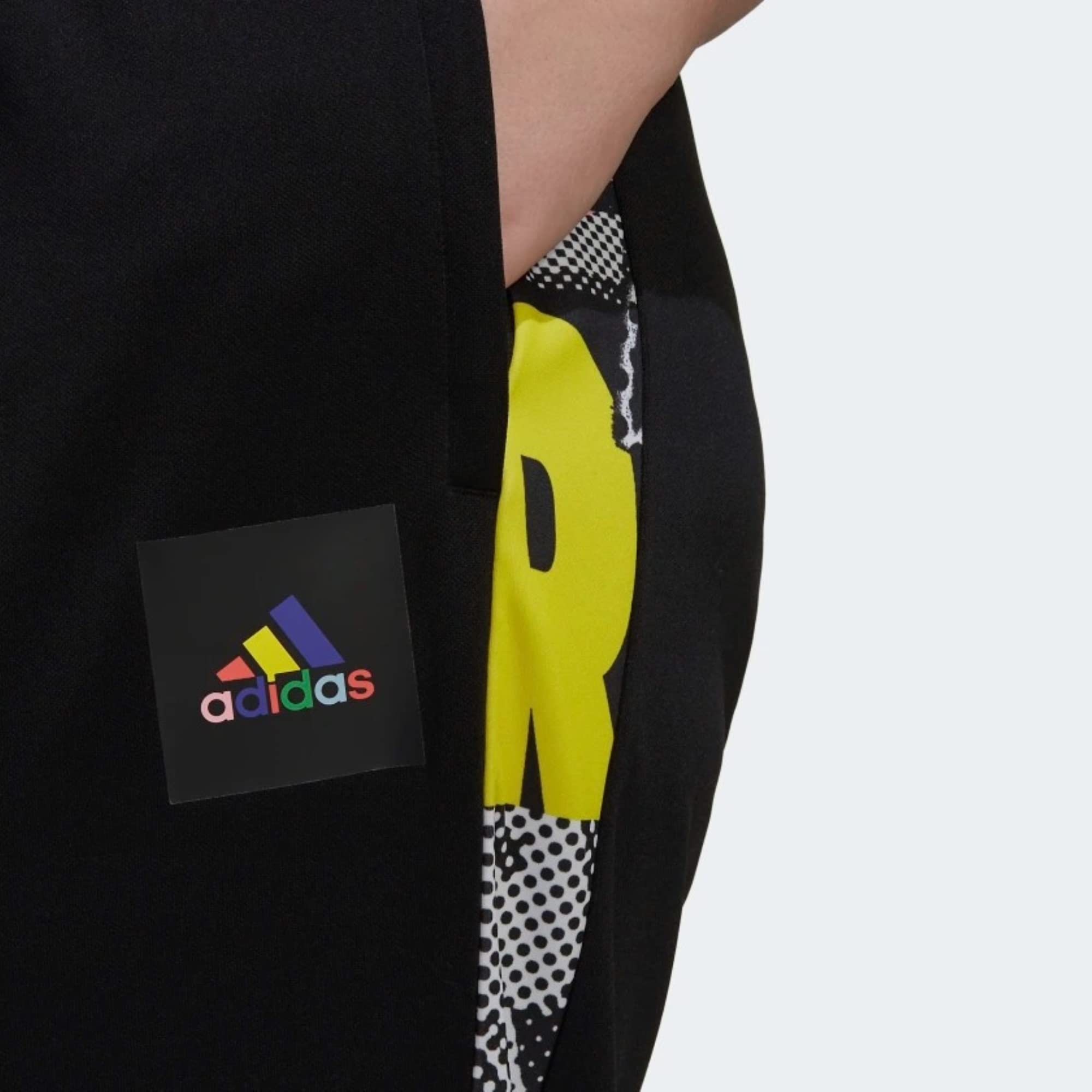 adidas Damskie spodnie dresowe Tiro Pride Plus Size, czarne/wielokolorowe