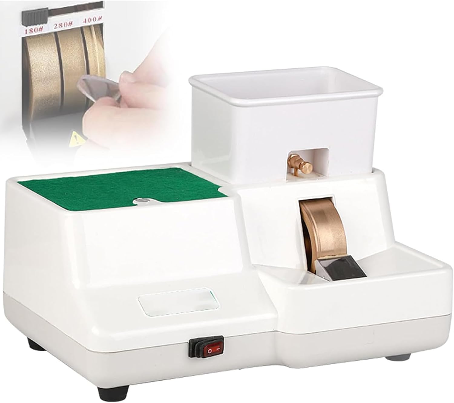 TsoLay Optical Hand Edge-Grinder, Manual Optical Lens Edger with Removable Sink, Adjustable Water Pressure and Support Coarse Grinding Fine Grinding Groove Grinding, for Resin/Glass/PC Lenses