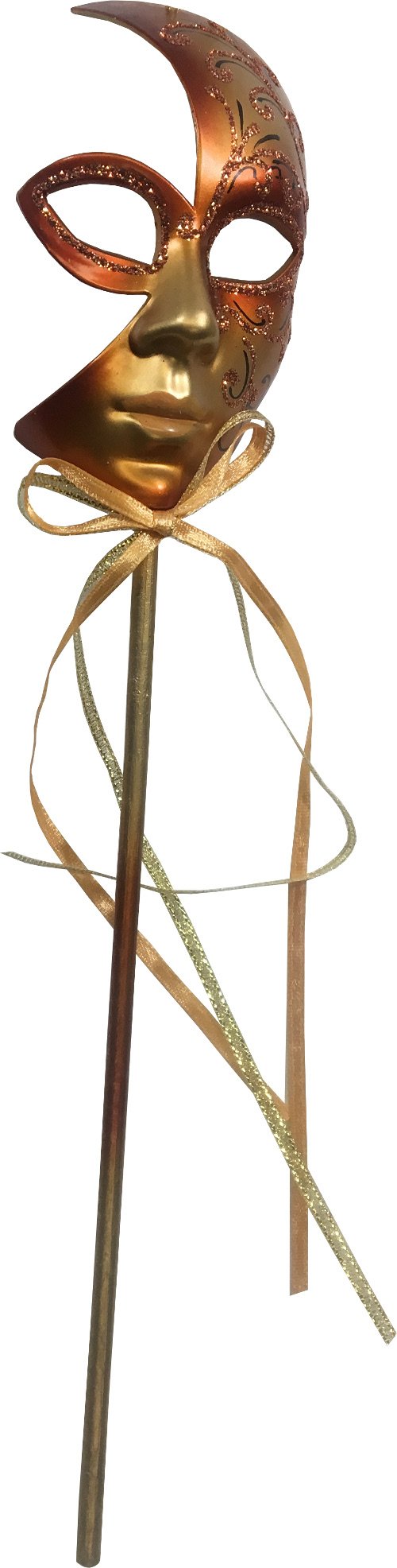 Adult's Mini Orange Zerbino Mask Venetian Festival Wand Costume Accessory