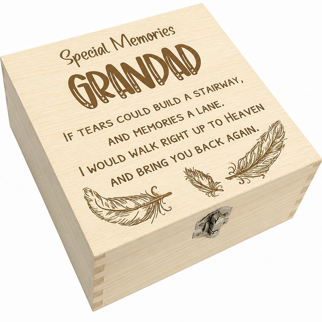 Ukgiftstoreonline Grandad In Loving Memory Engraved Wooden Keepsake Box Gift