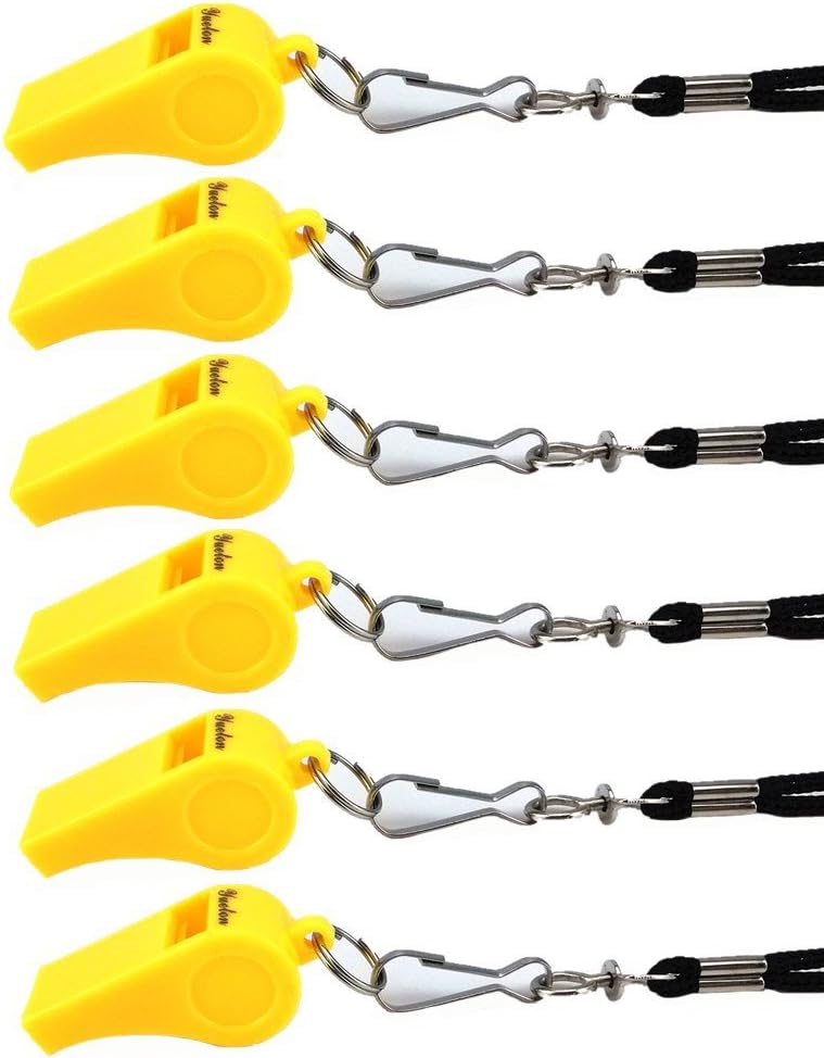 Silbatos de entrenamiento de plástico con cordón, pack de 6 miniatura 1