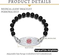 Vista 2 de Pulseras personalizadas de alerta médica para mujer, grabado gratis, pulsera de identificación médica de acero inoxidable para mujer