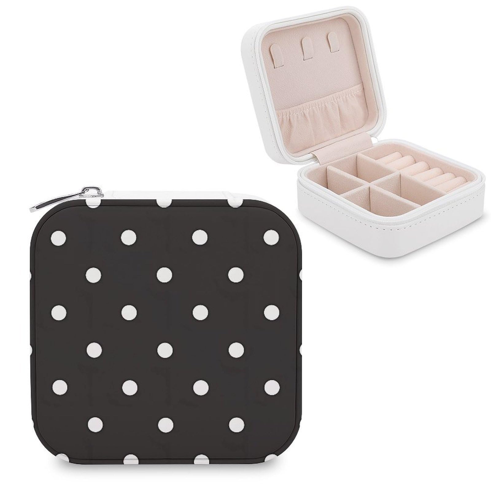 Boîte à bijoux portable doublée de flanelle fine et écrin en cuir PU au style rétro chic