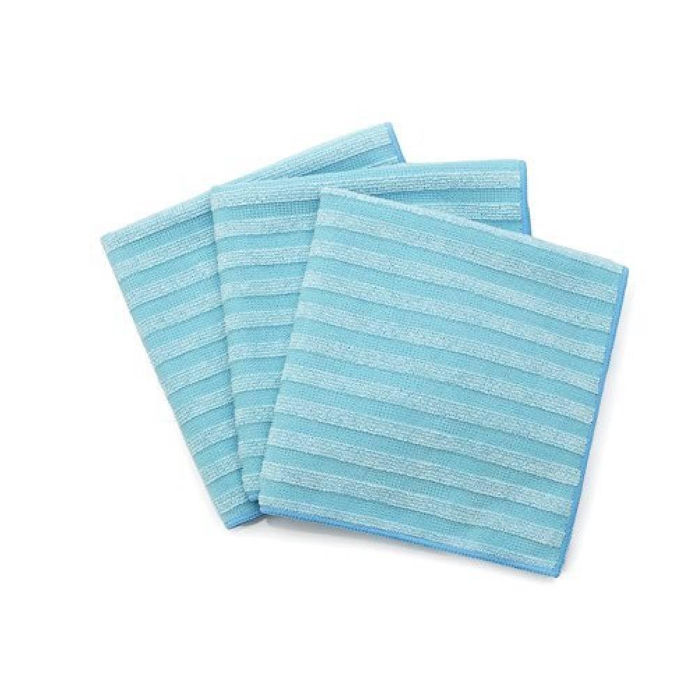 Fuller Brush 181 Dual Action Microfiber Cloths 3-Pack 16 x 16 Reusable Cleaning Towels with Scrubbing Stripes Super