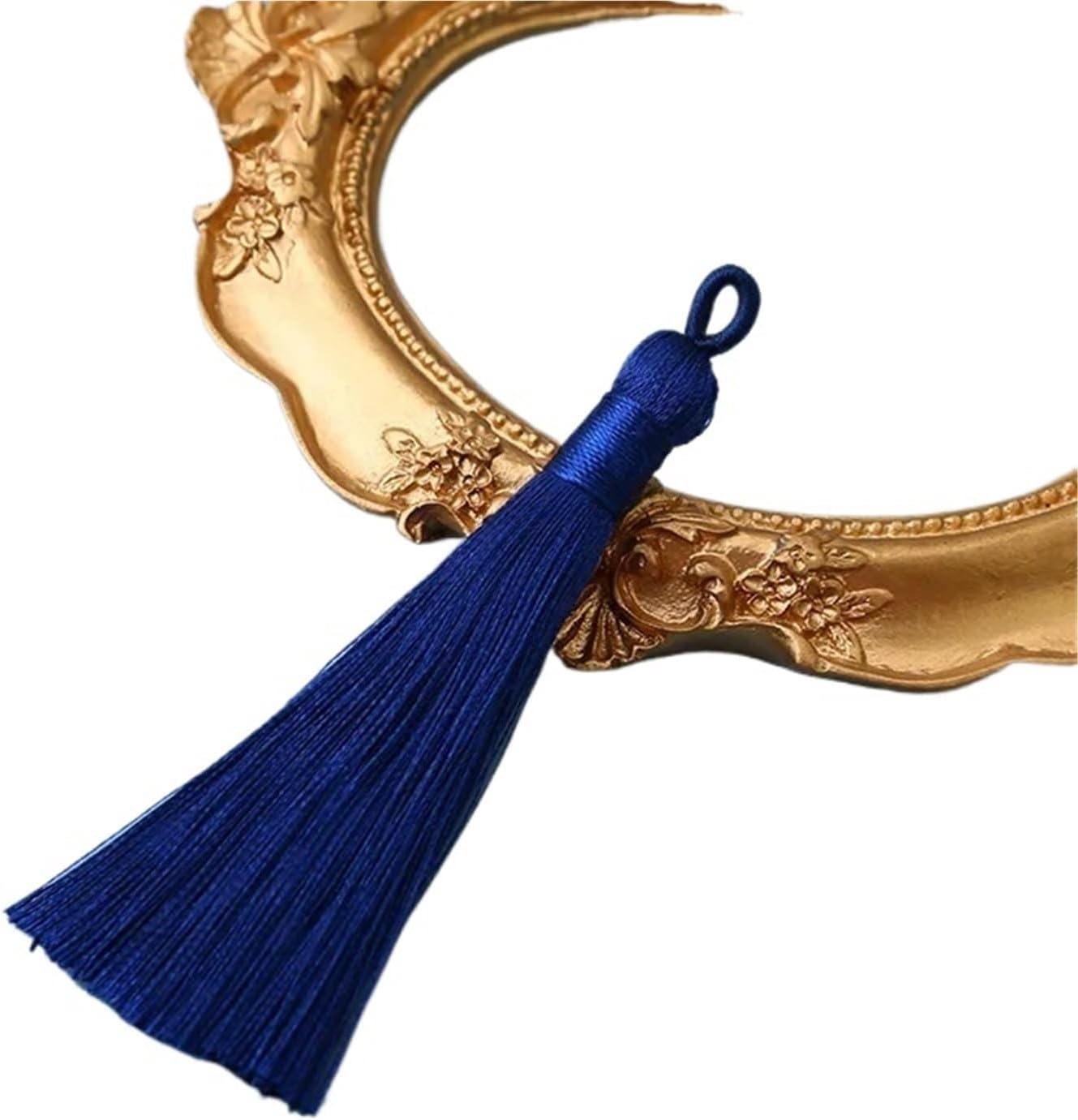 Tassels 100PCS 8cm Polyester Silk Tassel Vertical Tassel Decoration Crafts DIY Jewelry Home Decoration Sewing Curtain Accessories(11 Dark Blue)