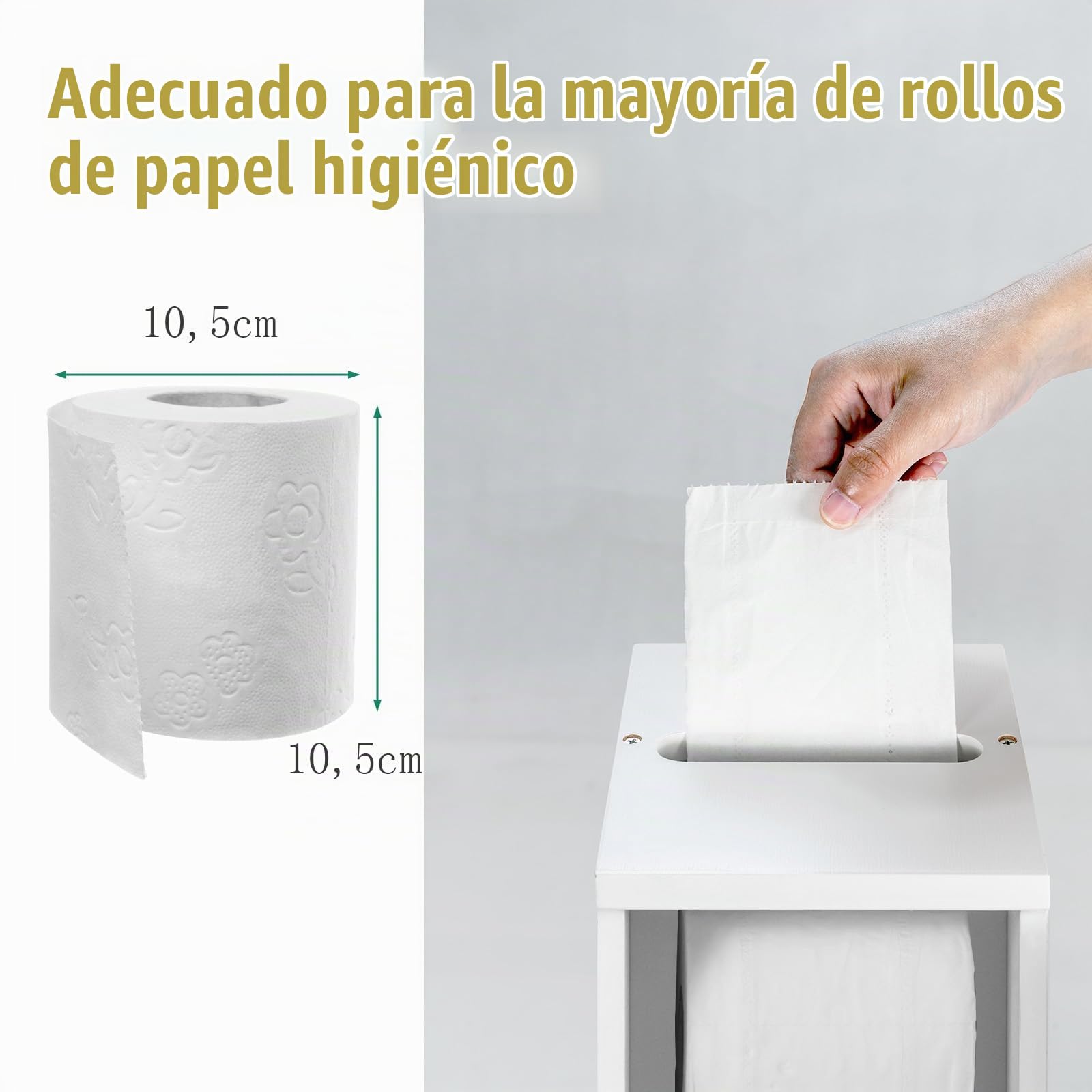 LIFEZEAL Armario para Papel Higiénico de Baño, Independiente con 5 Compartimentos y 3 Estantes Desmontables, de Suelo con Una Puerta, Blanco