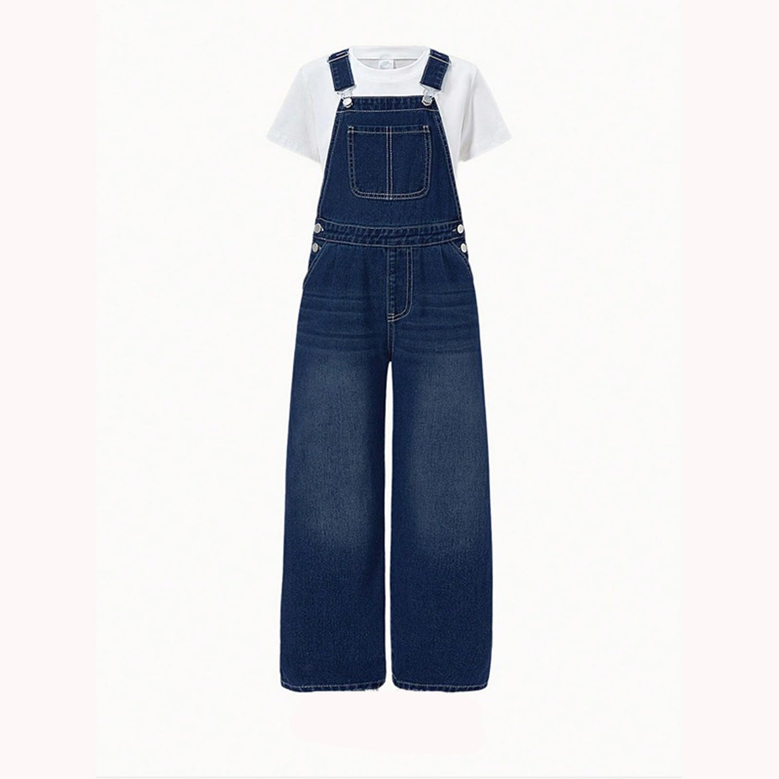 Mono vaquero para niña, peto, sin mangas, pantalones largos, mono informal, holgado, con bolsillos
