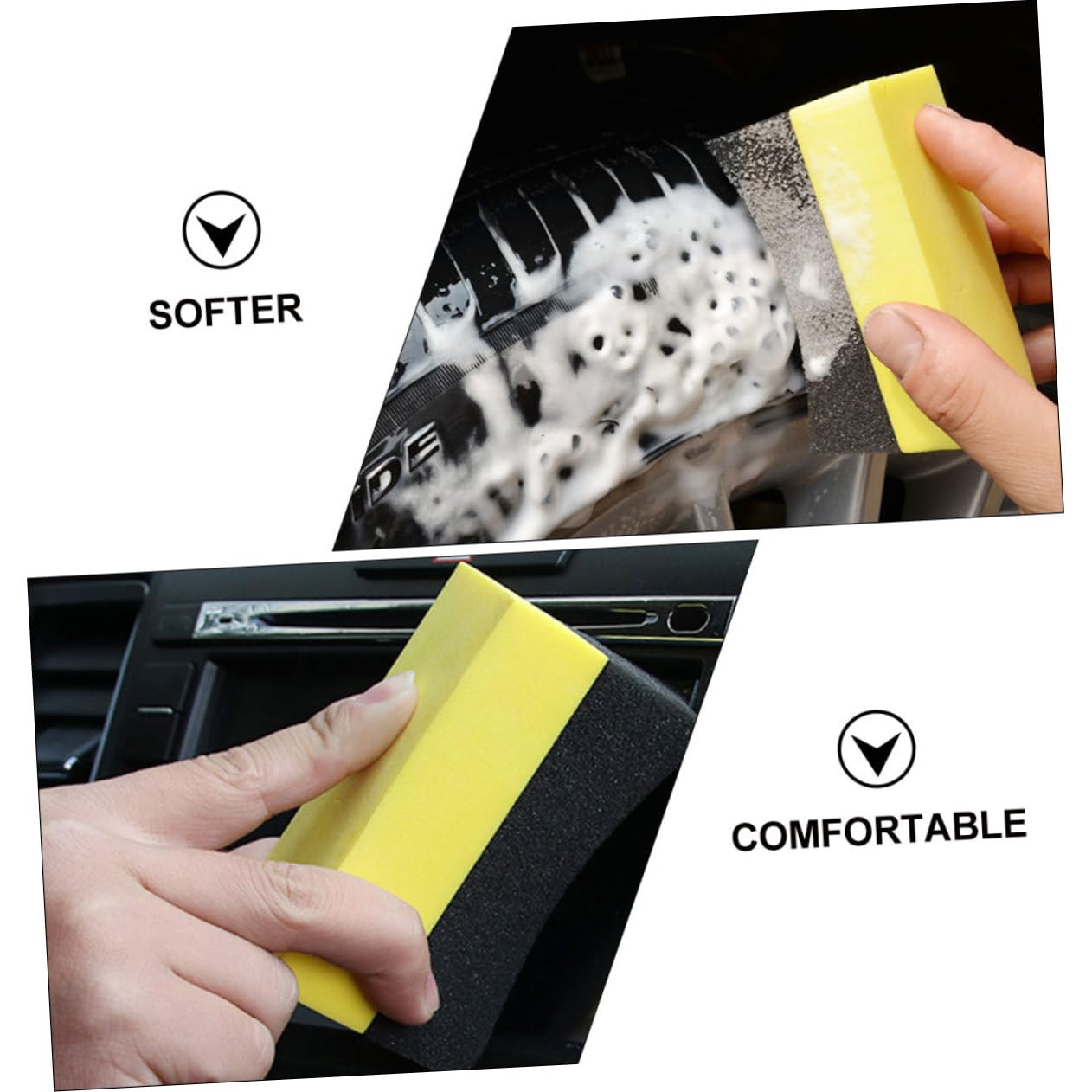 Cabilock 5 Series Esponja De Lavado De Autos Esponja De Coche Aplicador De Brillo De Llantas De Limpieza Almohadillas De Cera Lavar Húmedo Suave Largo Compuesto PE 10 Piezas X 5