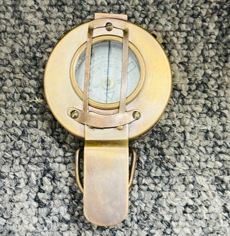 Brújula de bolsillo vintage de latón marino hecha a mano, antigua, para marinero, barco, 3 pulgadas miniatura 3