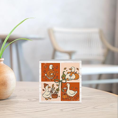 Miniatura 3 de Divertida decoración de otoño de ganso tonto para la oficina en casa, decoraciones de otoño de Acción de Gracias para regalos de mesa para amantes
