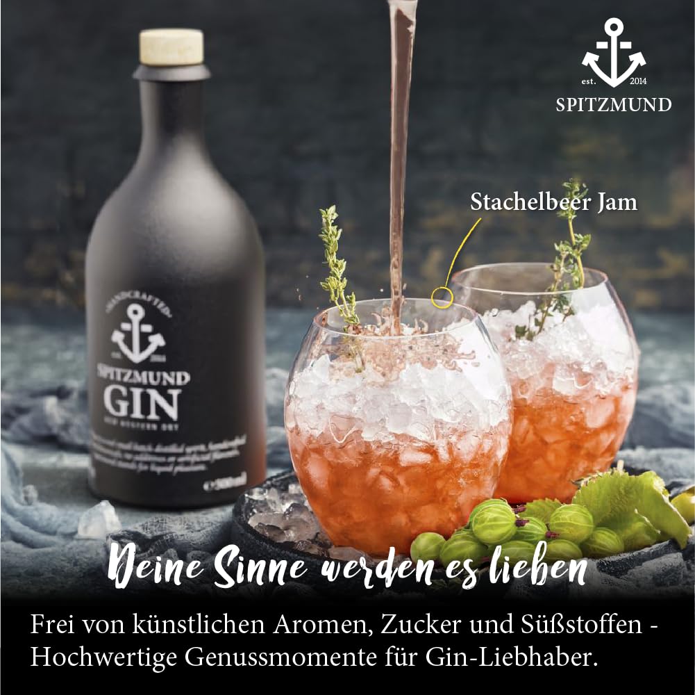 Spitzmund Anker Gin 47% vol | Handcrafted Premium Gin aus Deutschland | Wacholder, Pflaume, Apfel, Zitrus | Perfekt mit Tonic Water | Ideal für Tonic & Cocktails (500ml 3er Pack)