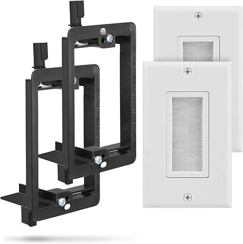 Fosmon  Placa de pared de 1 cuerpo de apertura estilo de brocha para pasar cables de bajo voltaje. Placa para instalar en la pared,