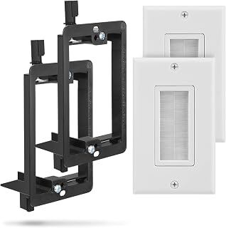 Fosmon (2 Pairs) Single Gang Wall Plate, Brush Style Opening Passthrough Cable Plate with Low Voltage Mounting Bracket