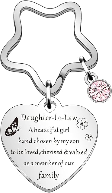 QMVMV Daughter in Law Gifts Daughter-in-Law Keyring Christmas Birthday Wedding Gift for Daughter in Law