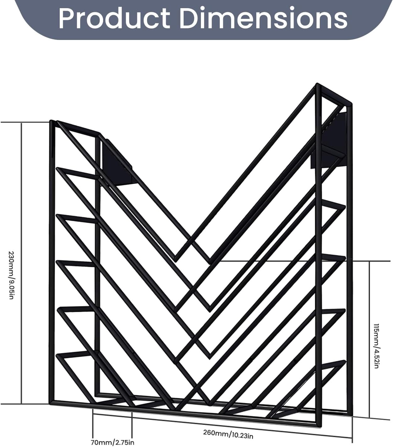 ZAYHENHYOO Wall Mounted Magzine Organizer, Wall Mounted Magazine Holder Metal for Hanging And Desktop Stand, Hanging Wall File Bracket for Home, Office Storage (2P Black)