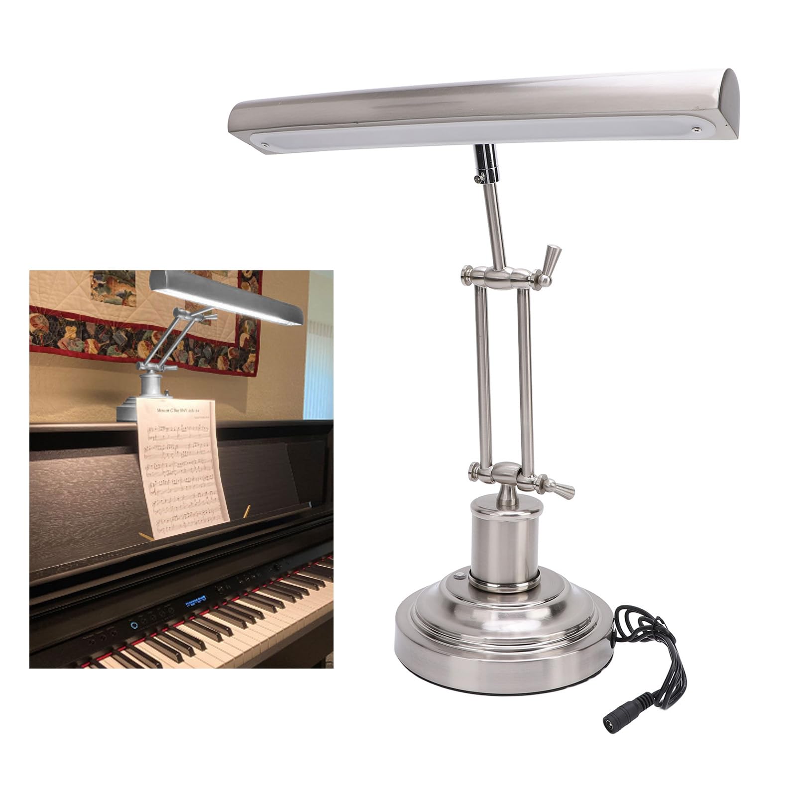 XUMIUZIY Lampe de Piano pour Piano Droit, Lampe de Piano LED 12W avec Température de Couleur 3000K-6000K, Réglage Continu de la luminosité, Double Bras et Contrôle Tactile, 85 CRI Eye