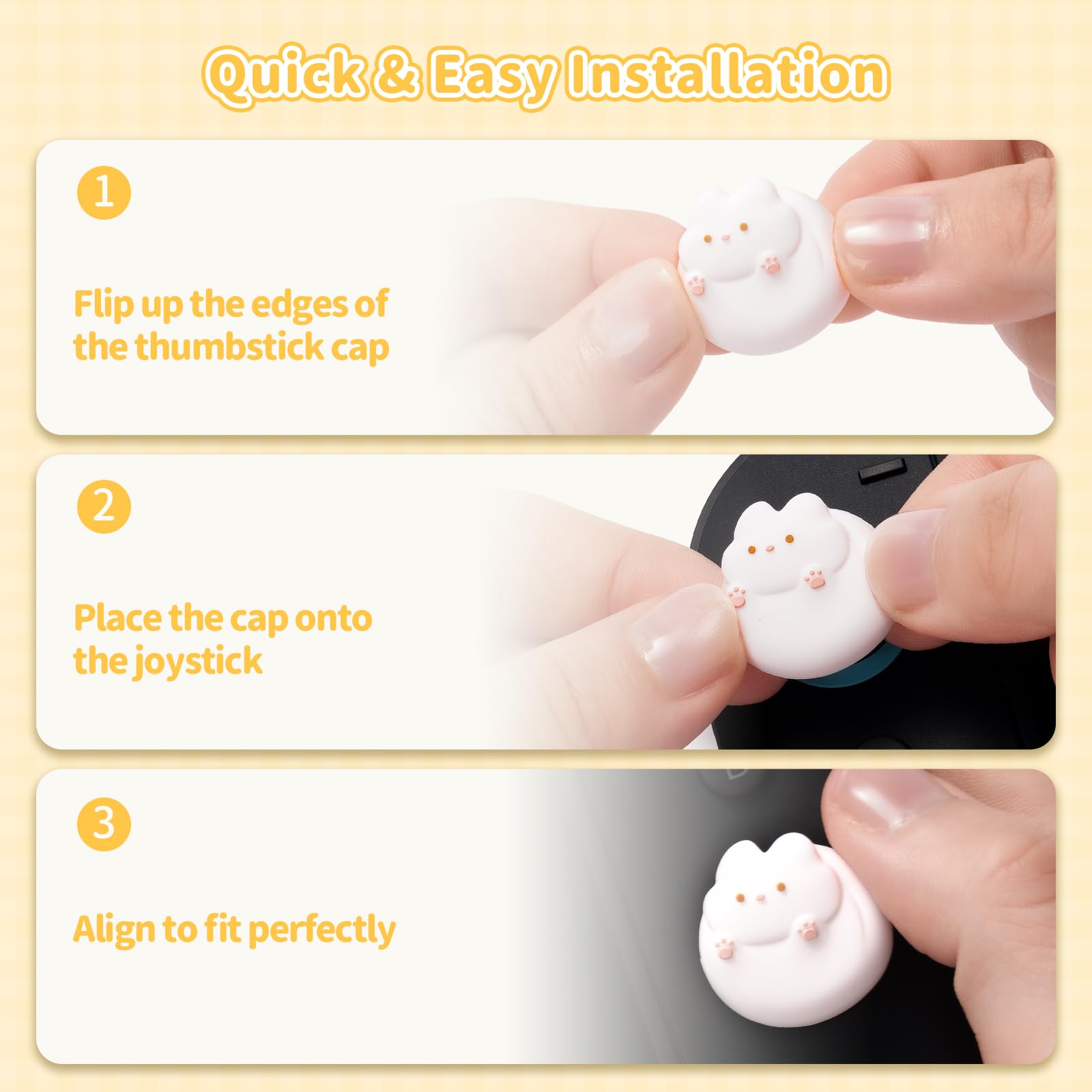 GeekShare Tapones de joystick compatibles con Switch 2 – Tapas antideslizantes para el pulgar – Fundas analógicas de silicona para Switch 2025, gatitos blancos y negros