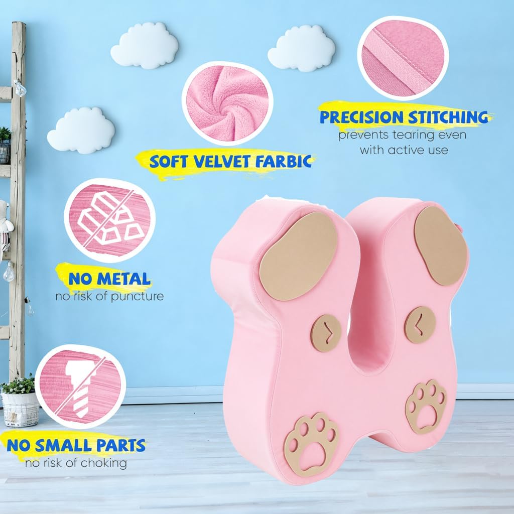Sensory Soft Squeeze Seat for Kids, Soothing Compression Chair with Hug Effect, Rock, Bounce & Relax, Reduces Fidgeting & Anxiety, Washable Cover – Ideal for Children with Sensory Needs (pinkdog)