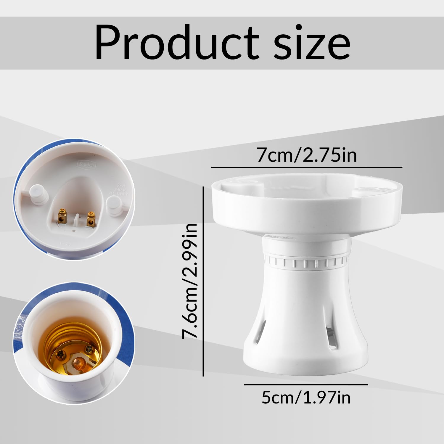 Tabanzhe E27 Screw Lamp Base Socket Converter Wall Light Bulb Holder for Ceiling Pendant Edison Screw Fitting (Straight Socket, White) - Image 2