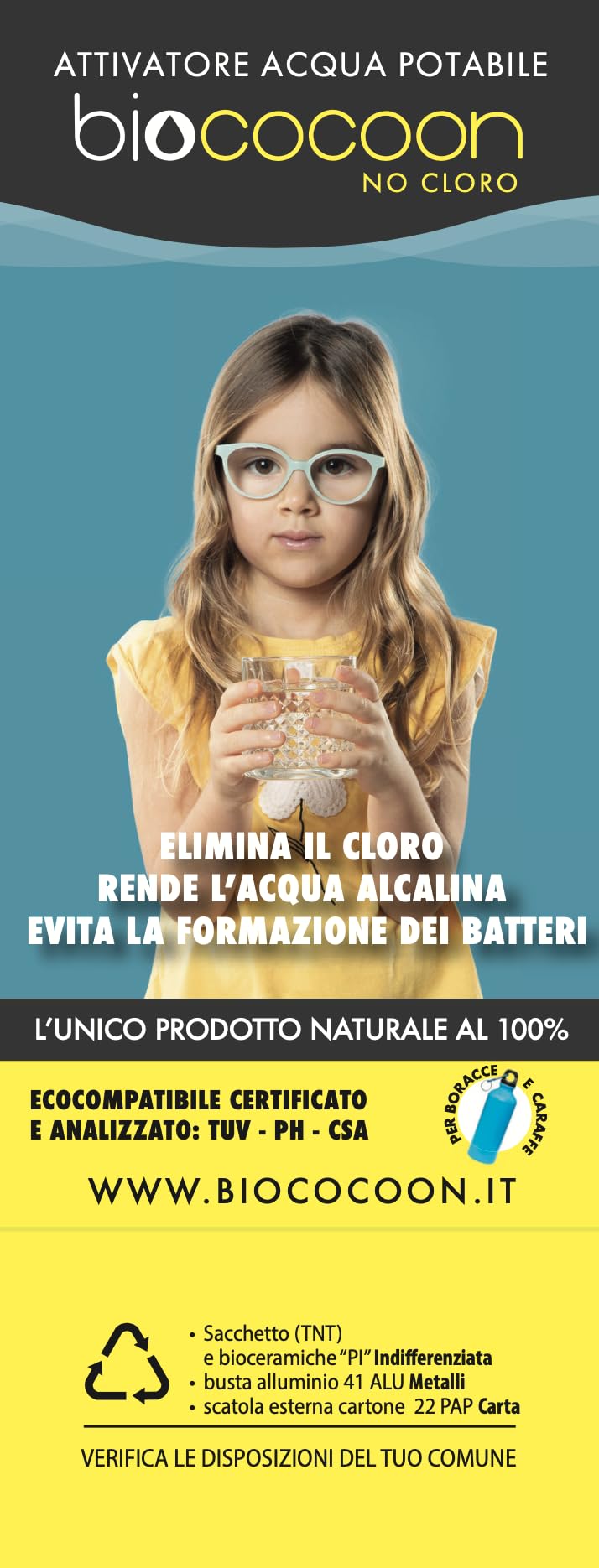Bolsa de filtro sin cloro para agua alcalina pH, elimina el cloro para botellas, jarras, filtros, etc. Duración total 4 meses