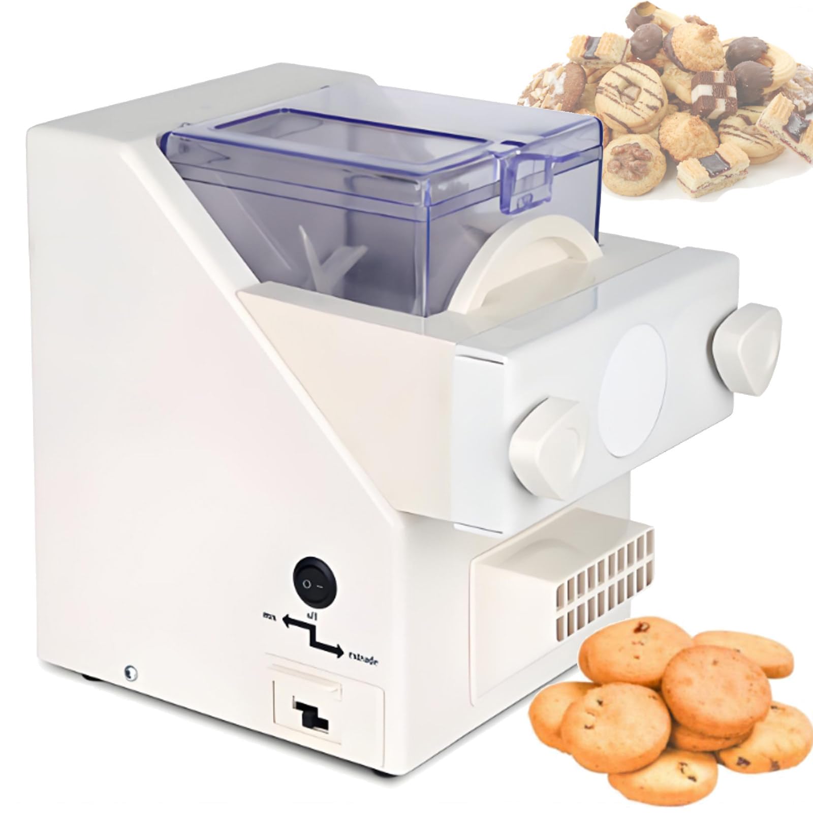 Automatische Keksformmaschine für Dessertgeschäfte und Küchen – 180-W-Keksmaschine (50–60 U/min) mit 8 austauschbaren Aufsätzen und 6 Keksformen