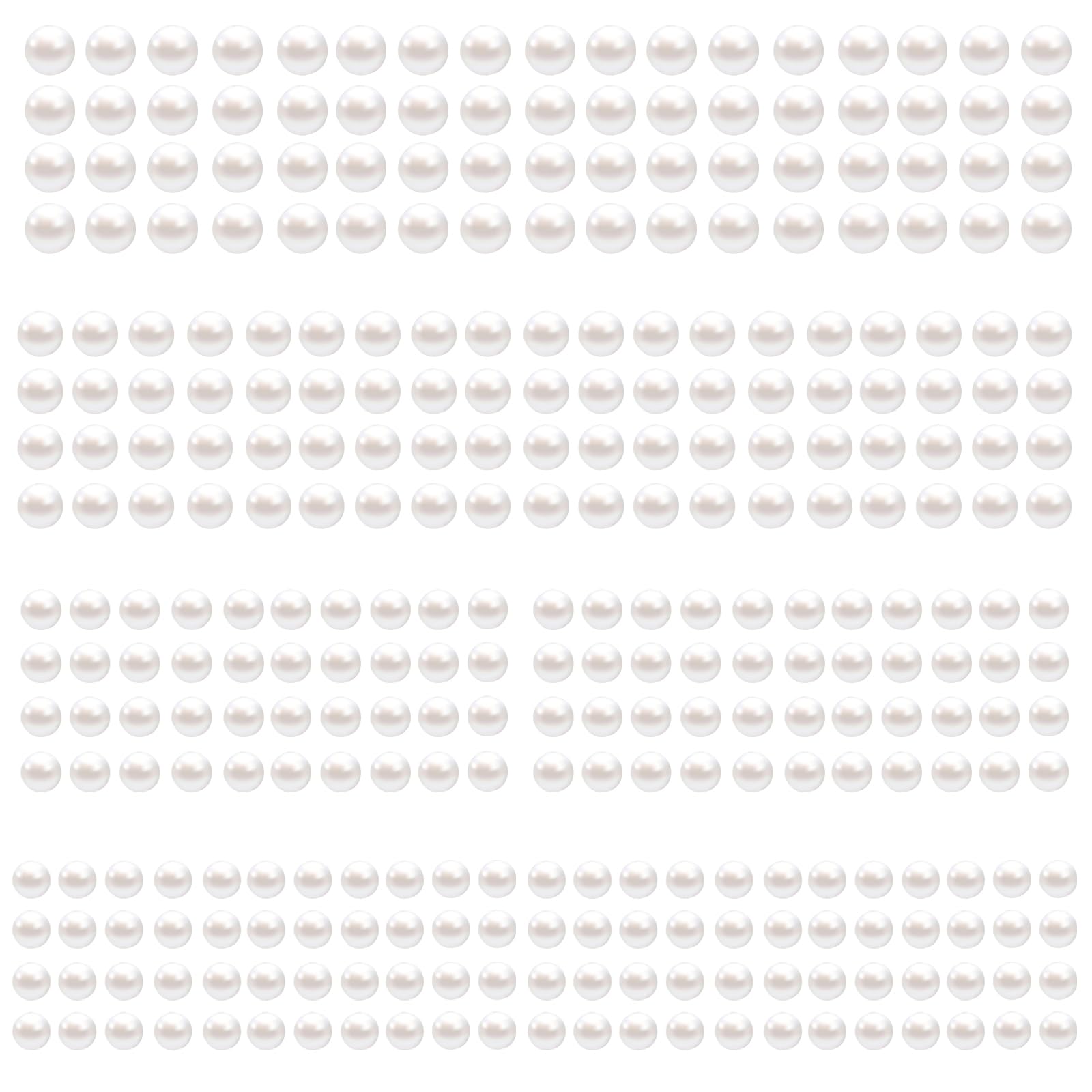 LOMIMOS 3090 Pcs Pearl Stickers,4 Size Self Adhesive White Flat Faux Back Pearl Embellishment Stickers Sheet for Face Beauty Makeup Hair Nail Phone DIY Craft Decor, 3/4/5/6mm