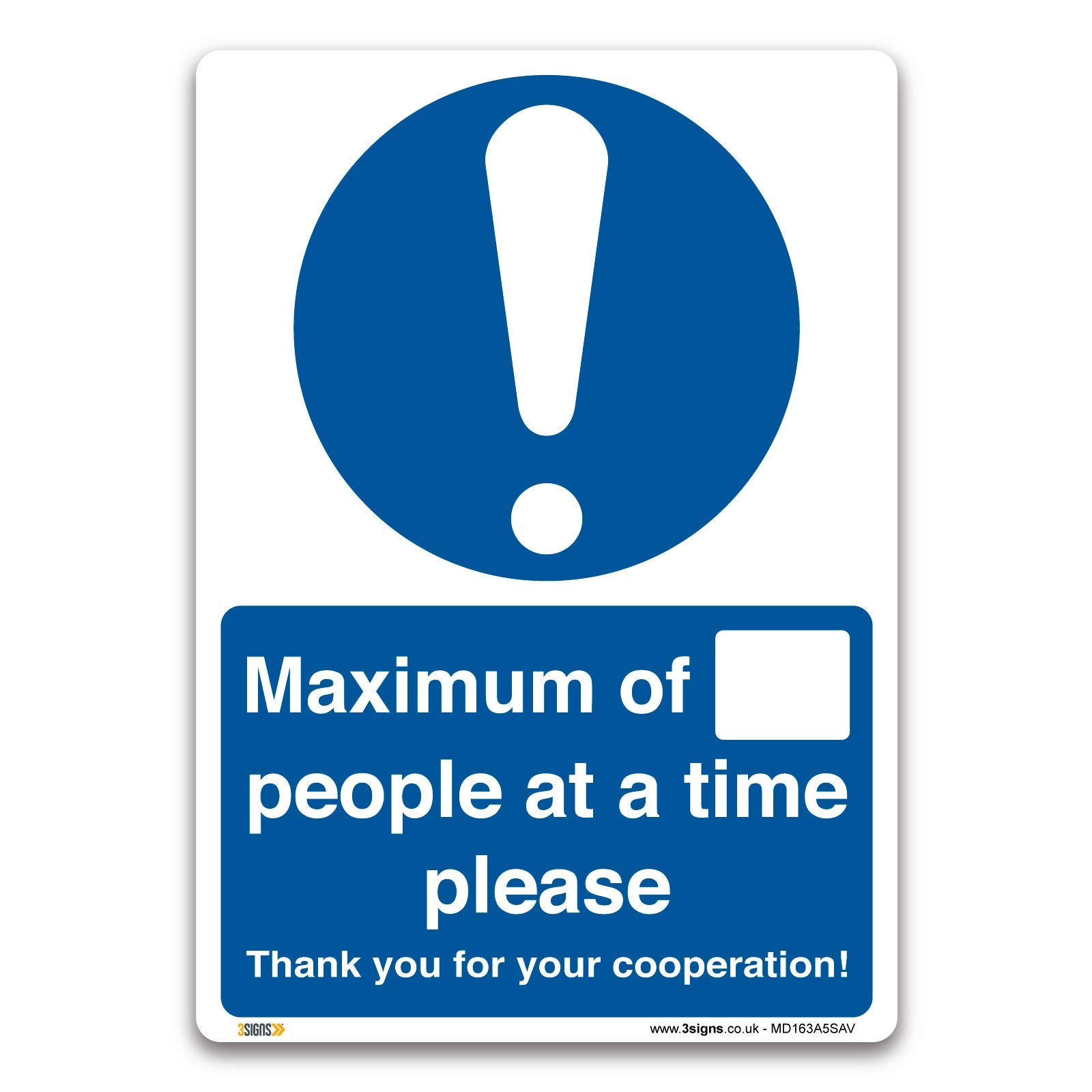 V Safety This Way In Door Sign - 150mm x 150mm - 1mm Rigid Plastic
