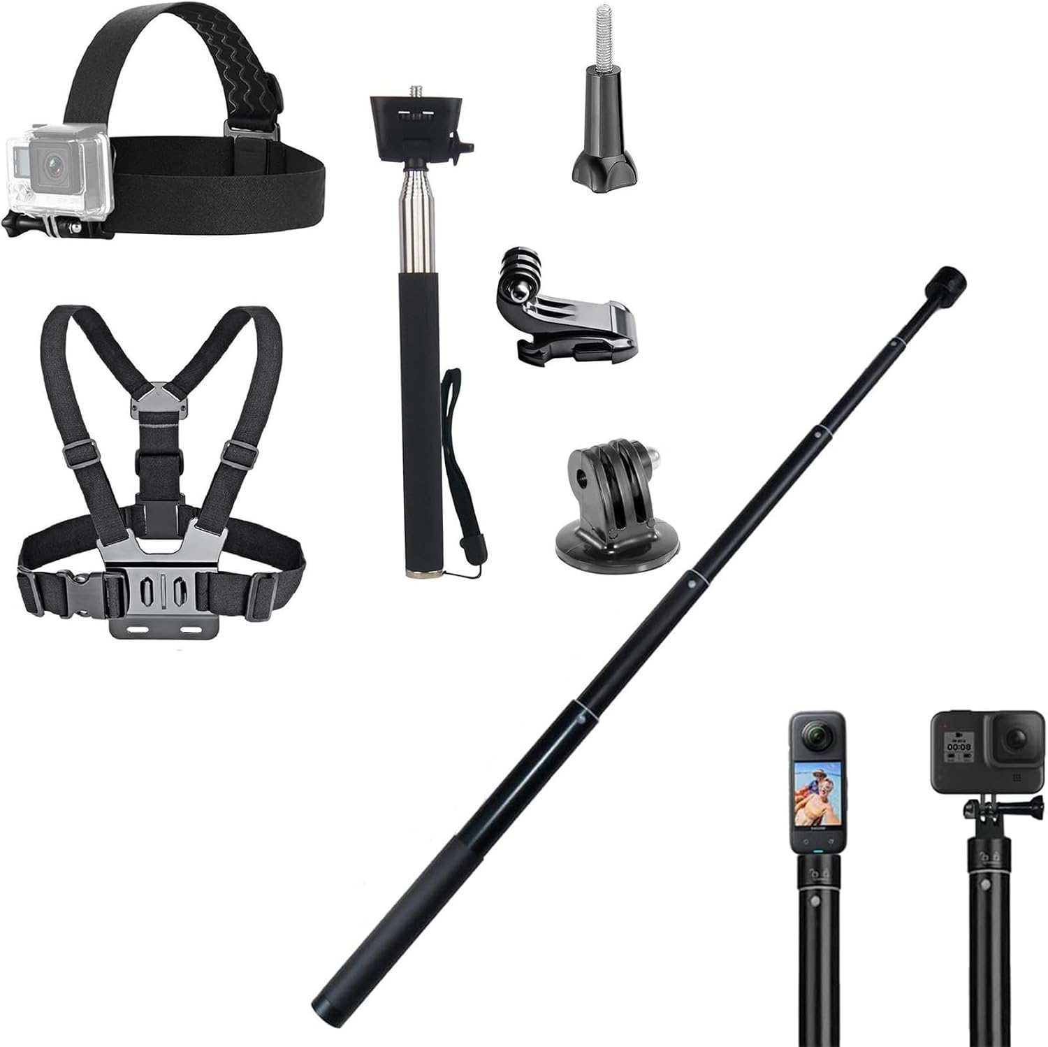 Action Camera Accessories Kit Compatible with GoPro Hero 13 12 11 10 9 8 7 Insta360 AKASO EK7000 Brave 4 Brave 7 LE DJI Osmo ODDV Action Camera