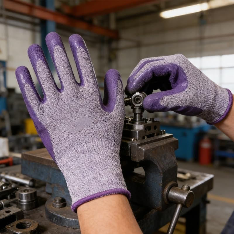 Compatible con guantes de trabajo de látex transpirables, color morado | Guantes elásticos antideslizantes con relieve for tareas de manipulación diaria.