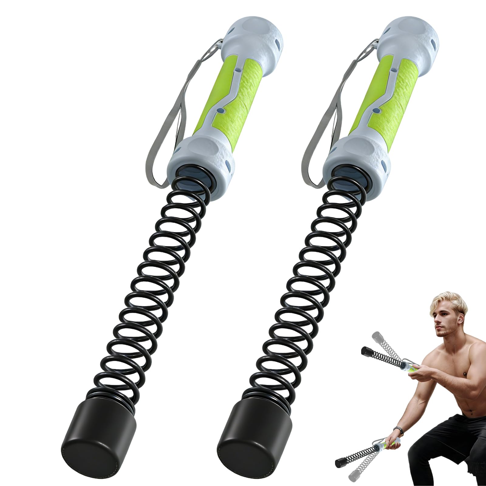 2 Pcs Weighted Ropeless Battle Ropes, Cable Free Battle Rope Trainer Portable Cordless Battle Rope Fitness Equipment for Home Gym Outdoor Training Exercise Women Men (Green)