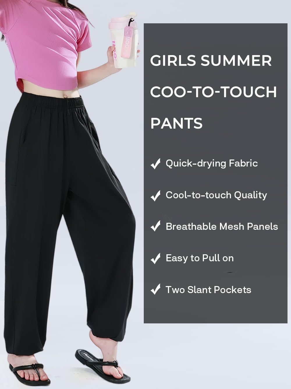 Enfants Chéris Girls Summer Baggy Harem Pants with Pockets Lightweight Quick Dry Sweatpants