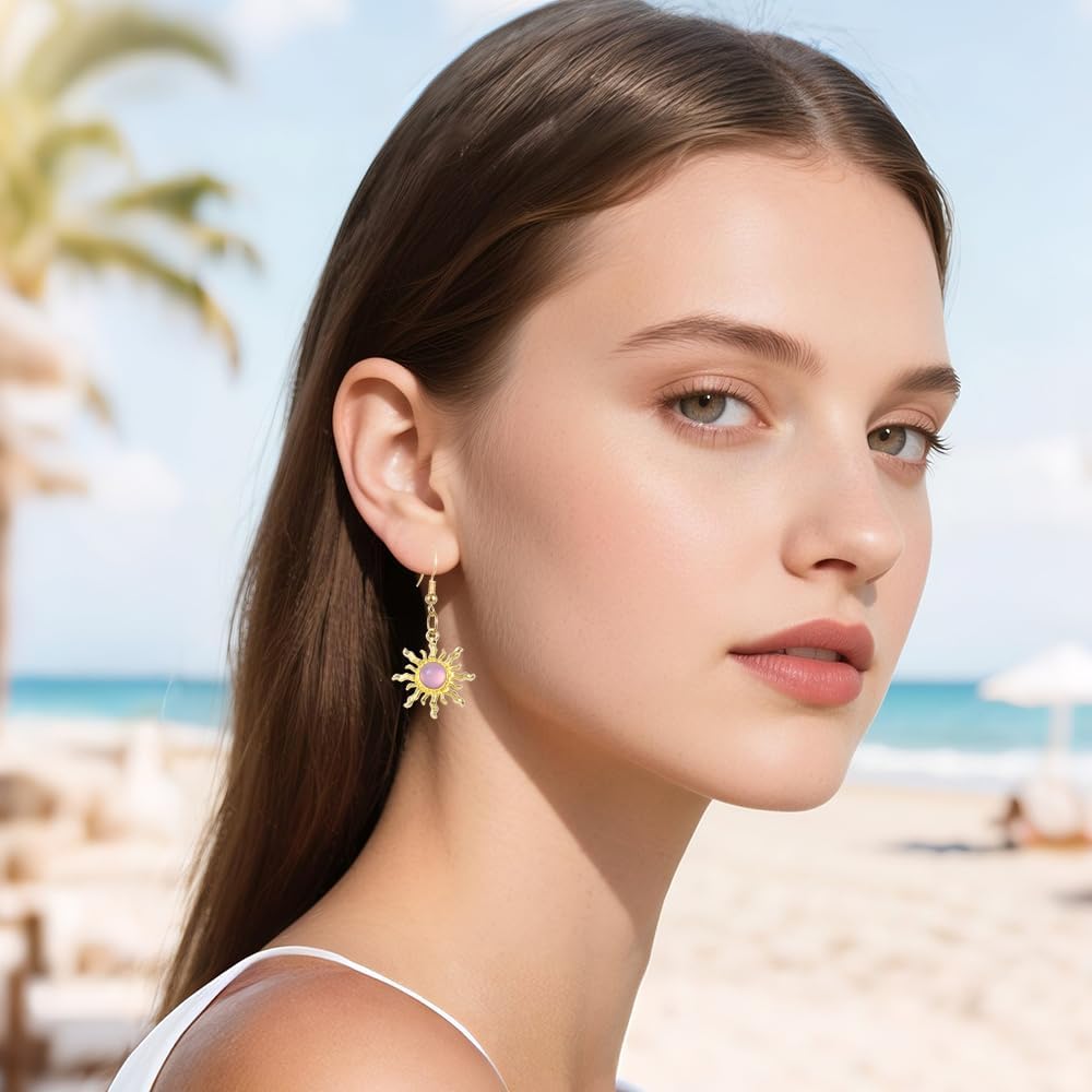 Boho Sun Crystal Earrings for Women Dainty Sun Dangle Earrings Boho Hippie Earrings Hippie Jewelry Accessories - Image 2