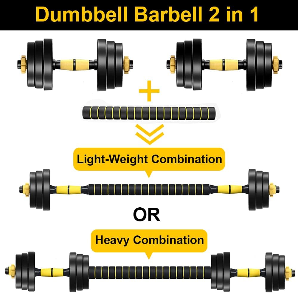 DOUBLX Adjustable Dumbbell Set 30 40 60 LBS Dumbellsweights Set, 2 in 1 Barbell Weight Set for Home Gym, Exercise Fitness Dumbells for Men and Women